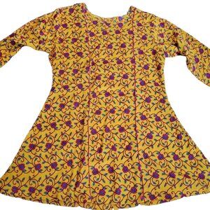 Handstitched Orange Printed A-line Mini Dress